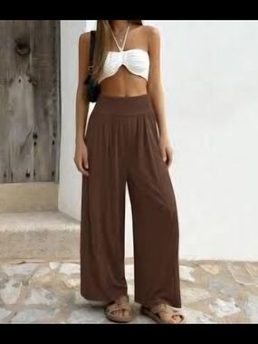 #97703 Fabulous Smoked Waistband Wide-Leg Pants